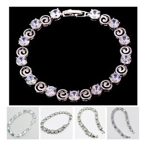 Premium Platinum Finish Swirl Bracelet with Quality AAA+ CZ Simulated Diamonds